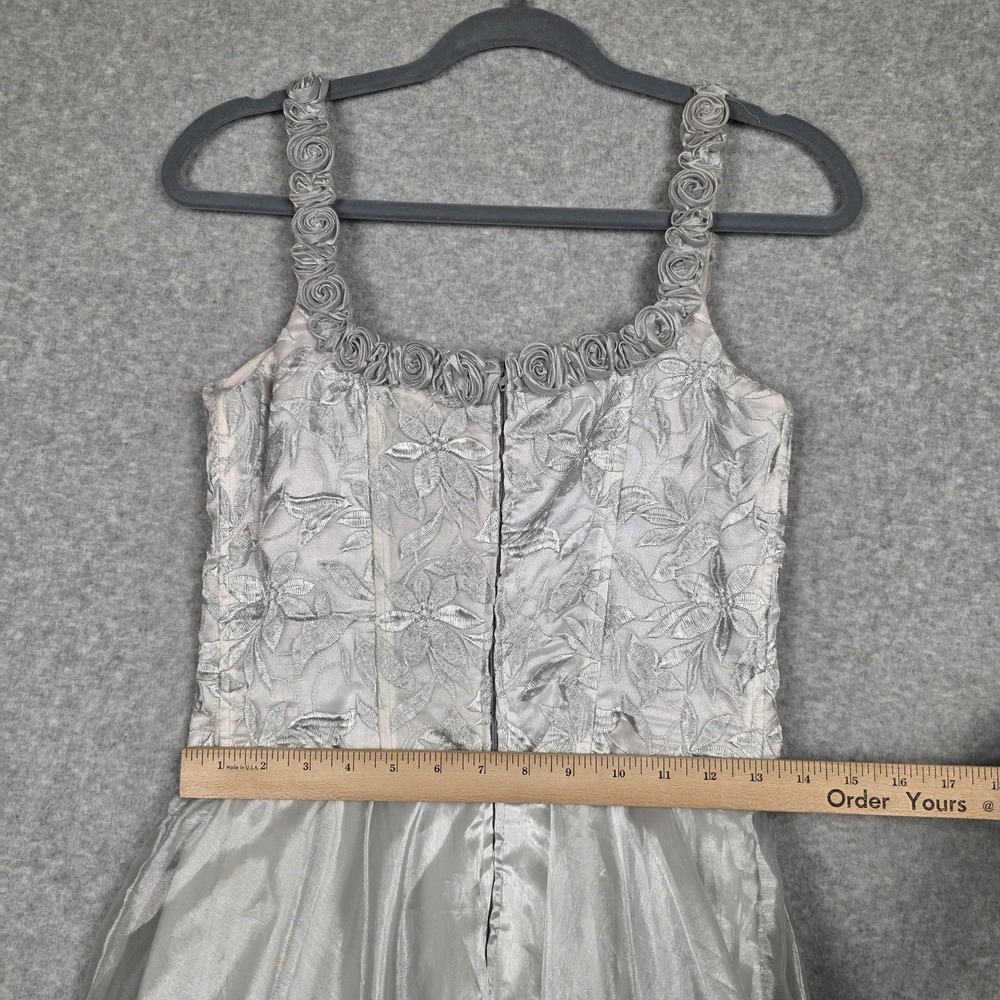 Aspeed USA Dress Womens 4 Silver Floral Embroidered Ball Gown Formal Shawl Prom - Picture 14 of 16